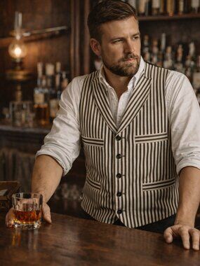Frontier Classics railroad Summerhill stripe western-style vest XL